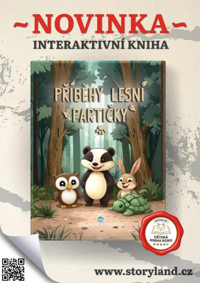 Plakát interaktivní knihy Příběhy lesní partičky od Storyland