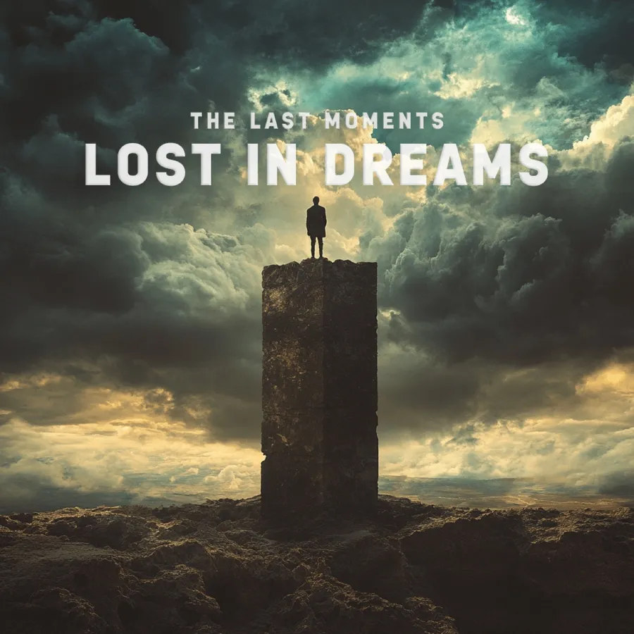 Postava na kamenné věži v dramatických oblacích – cover Lost in Dreams